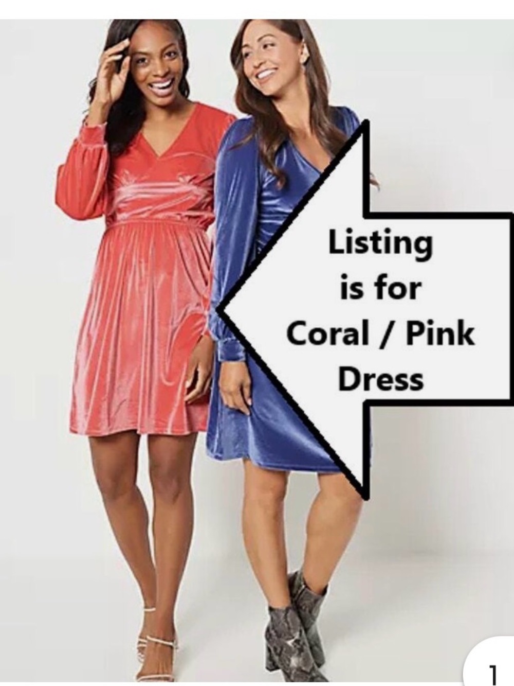 Candace Cameron Bure Coral Velvet V-Neck Mini Dress